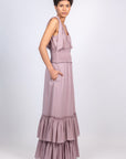 Silk Maxi Dress with Shoulder Ties & Ruffled Skirt | Sitka Semsch