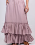 Silk Maxi Dress with Shoulder Ties & Ruffled Skirt | Sitka Semsch
