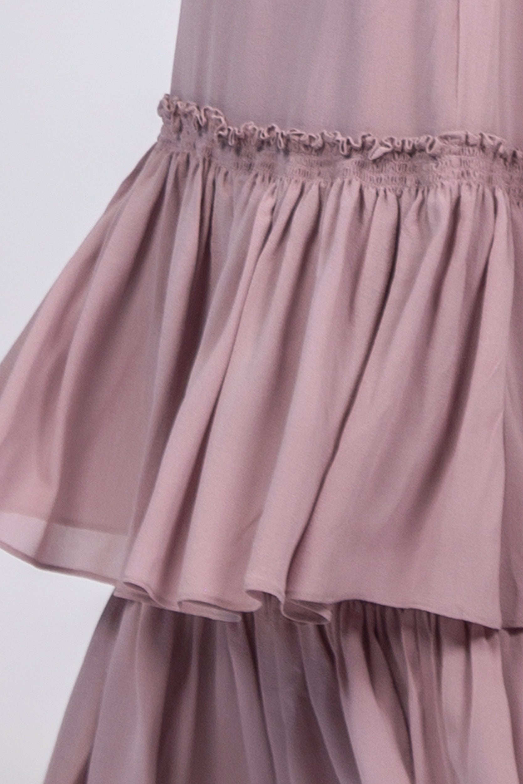 Silk Maxi Dress with Shoulder Ties & Ruffled Skirt | Sitka Semsch