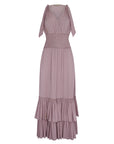 Silk Maxi Dress with Shoulder Ties & Ruffled Skirt | Sitka Semsch