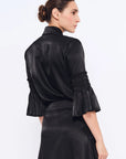 Fina Smocked Sleeve Blouse | Black
