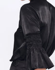 Fina Smocked Sleeve Blouse | Black