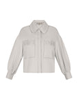 Gwen Jacket in Prestine – Elegant cropped cotton jacket with patch pockets and front pleats for added structure.