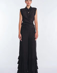 Harlow Wide-Leg Pant with Ruffle Hem | Black