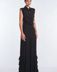 Harlow Wide-Leg Pant with Ruffle Hem | Black