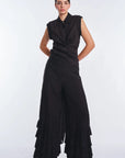 Harlow Wide-Leg Pant with Ruffle Hem | Black