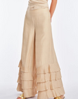 Harlow Wide-Leg Palazzo Pant with Ruffle Hem | Vanilla