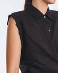 Harlow Sleeveless Wrap Blouse | Black