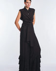 Harlow Sleeveless Wrap Blouse | Black