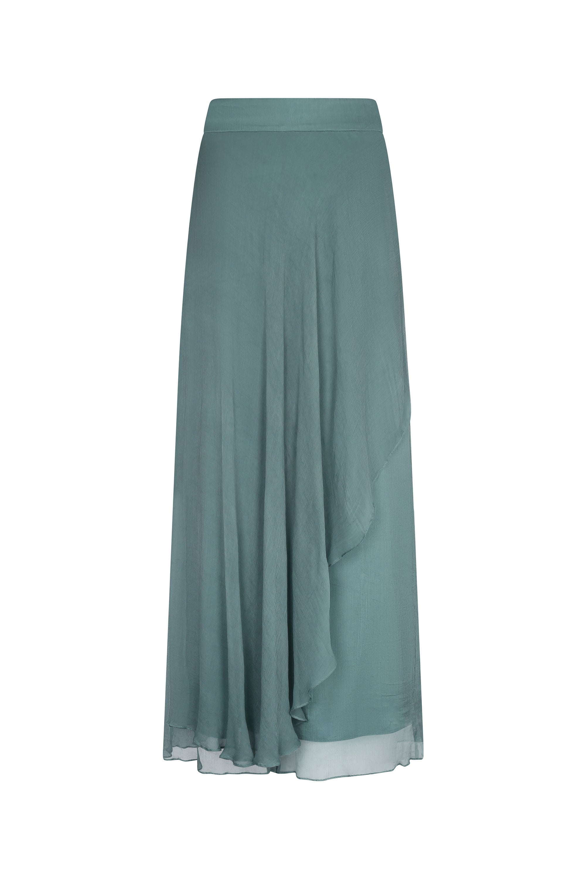 Idanna Pant in Dark Green – Silk Palazzo Pants with Flowing Fit