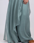 Idanna Pant in Dark Green – Silk Palazzo Pants with Flowing Fit