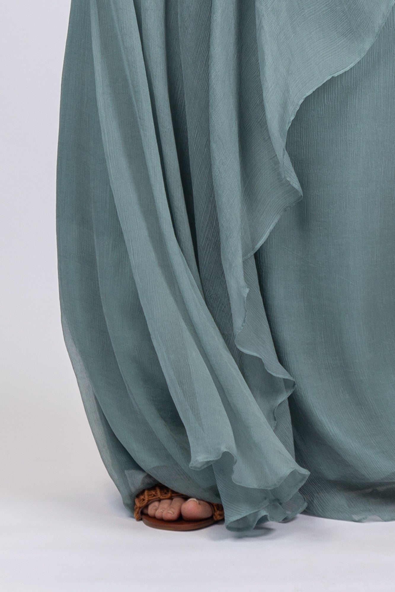 Idanna Pant in Dark Green – Silk Palazzo Pants with Flowing Fit