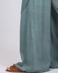 Idanna Pant in Dark Green – Silk Palazzo Pants with Flowing Fit