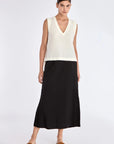 Indigo Linen Blend Skirt | Black
