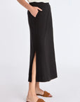 Indigo Linen Blend Skirt | Black