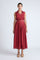 Isidora Dress in Wine – Sleeveless cotton maxi dress with shirt collar, V-neckline, hidden pockets, and tiered silhouette.