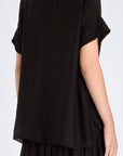 Clean back silhouette of the essential black Ivy Blouse.