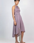 Izenia Crochet-Belt Silk Dress | Lilac