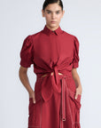 Josie Blouse in Wine – 100% cotton blouse with tonal lace, relaxed fit, and feminine detailing for elevated everyday wear.