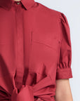 Josie Blouse in Wine – 100% cotton blouse with tonal lace, relaxed fit, and feminine detailing for elevated everyday wear.