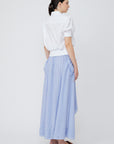 Josie Blouse in White - Stylish Bubble Sleeve Cotton Blouse with Copper Buttons
