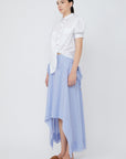 Josie Blouse in White - Stylish Bubble Sleeve Cotton Blouse with Copper Buttons
