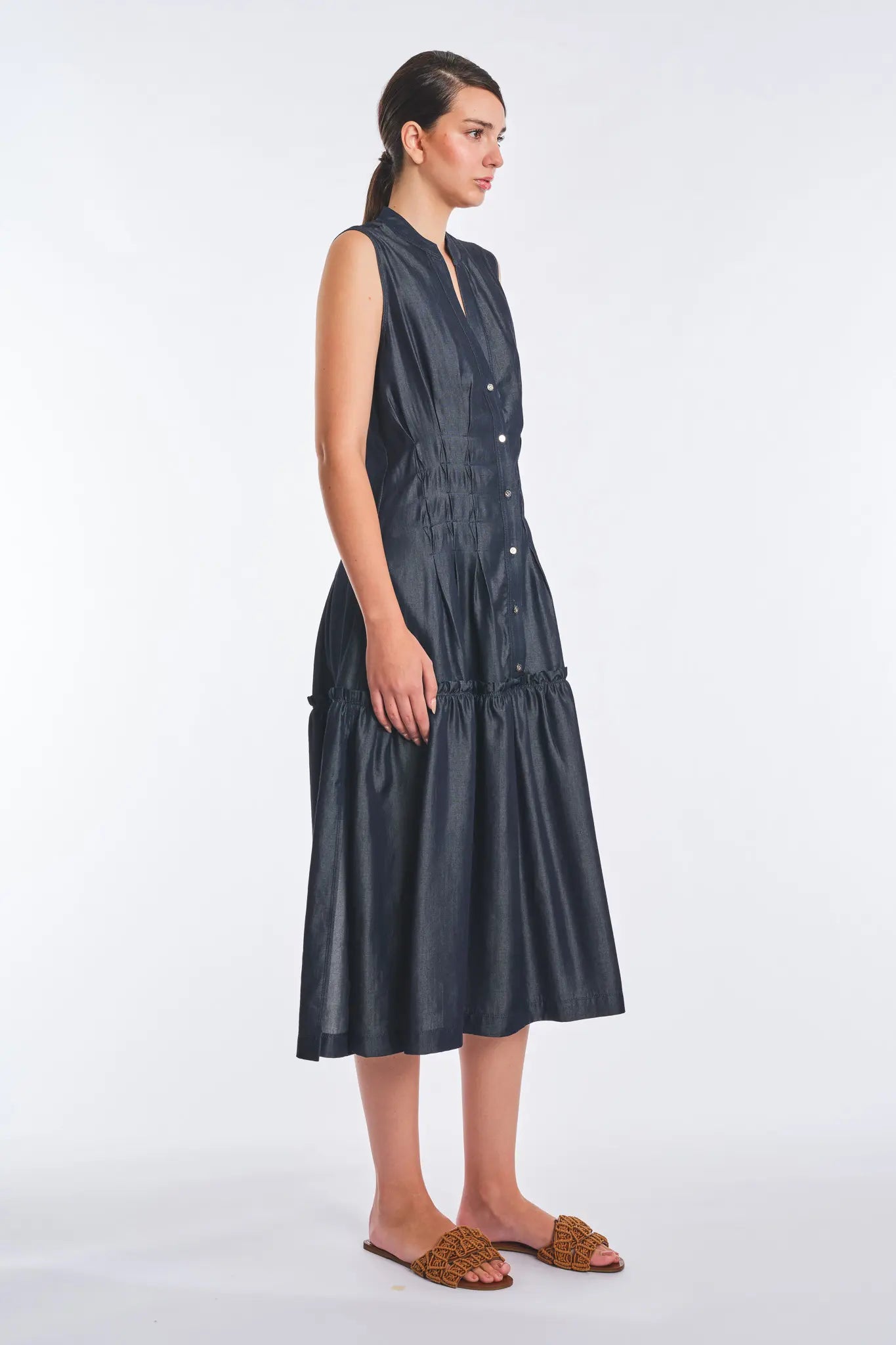 Kenny Maxi Dress – Elevated Fluid Denim in Navy