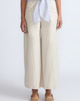Kyla Pant in Prestine – 100% cotton palazzo pants with wide-leg silhouette and contrasting thread details on pockets and legs.