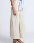 Kyla Pant in Prestine – 100% cotton palazzo pants with wide-leg silhouette and contrasting thread details on pockets and legs.