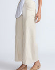 Kyla Pant in Prestine – 100% cotton palazzo pants with wide-leg silhouette and contrasting thread details on pockets and legs.
