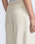 Kyla Pant in Prestine – 100% cotton palazzo pants with wide-leg silhouette and contrasting thread details on pockets and legs.