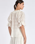 Elegant back view of the Lauren Blouse in Off White.