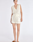Lira Belted Linen Blend Short | Off White