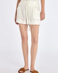 Lira Belted Linen Blend Short | Off White