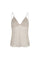 Liz Top in Beige – Handwoven crochet halter top with beaded embroidery and adjustable ties.