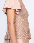 Liz Top in Blush – Handwoven crochet top with beaded embroidery and open-back design.