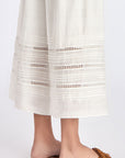lose-up of the woven texture and tonal hem trim on the Off White Luanda Skirt.
