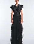 Lucianne Crystal-Cuff Bow Blouse | Black