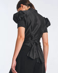 Lucianne Crystal-Cuff Bow Blouse | Black
