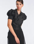 Lucianne Crystal-Cuff Bow Blouse | Black