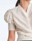 Lucianne Crystal-Cuff Bow Blouse | Off White