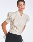Lucianne Crystal-Cuff Bow Blouse | Off White