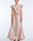 Lucianne Crystal-Cuff Bow Blouse | Rose