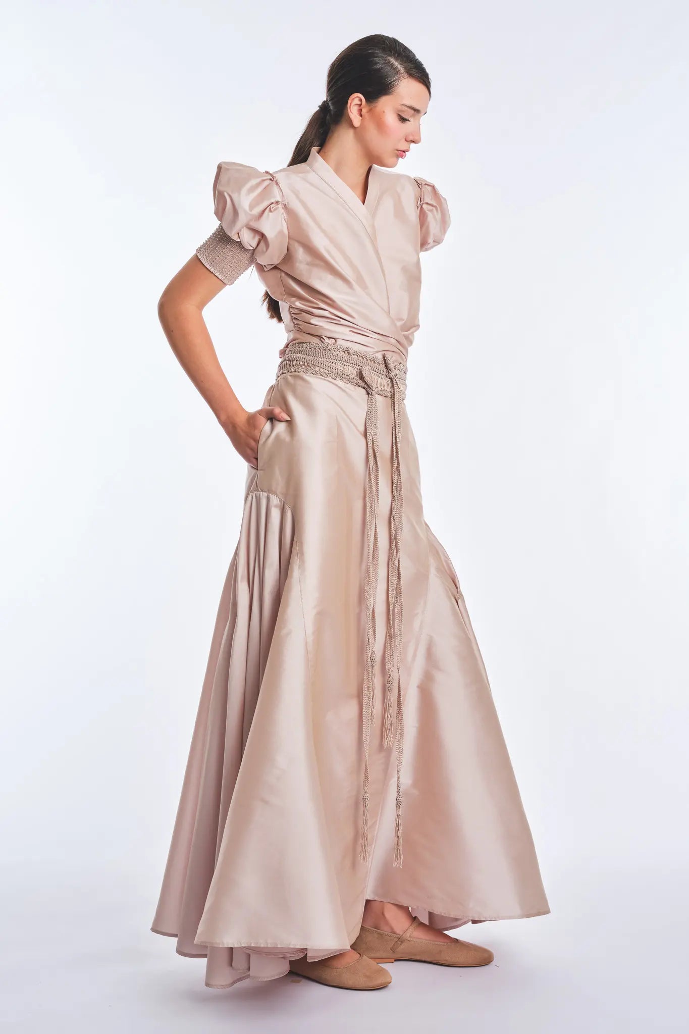 Lucianne Bow Blouse in Rose – Crystal Cuff Elegance | Sitka Semsch