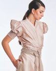 Lucianne Crystal-Cuff Bow Blouse | Rose