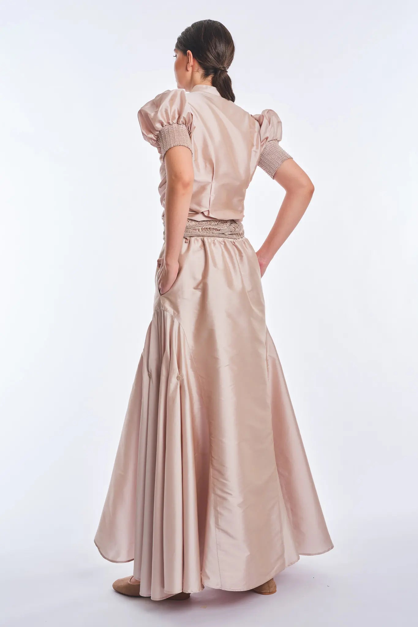 Lucianne Bow Blouse in Rose – Crystal Cuff Elegance | Sitka Semsch