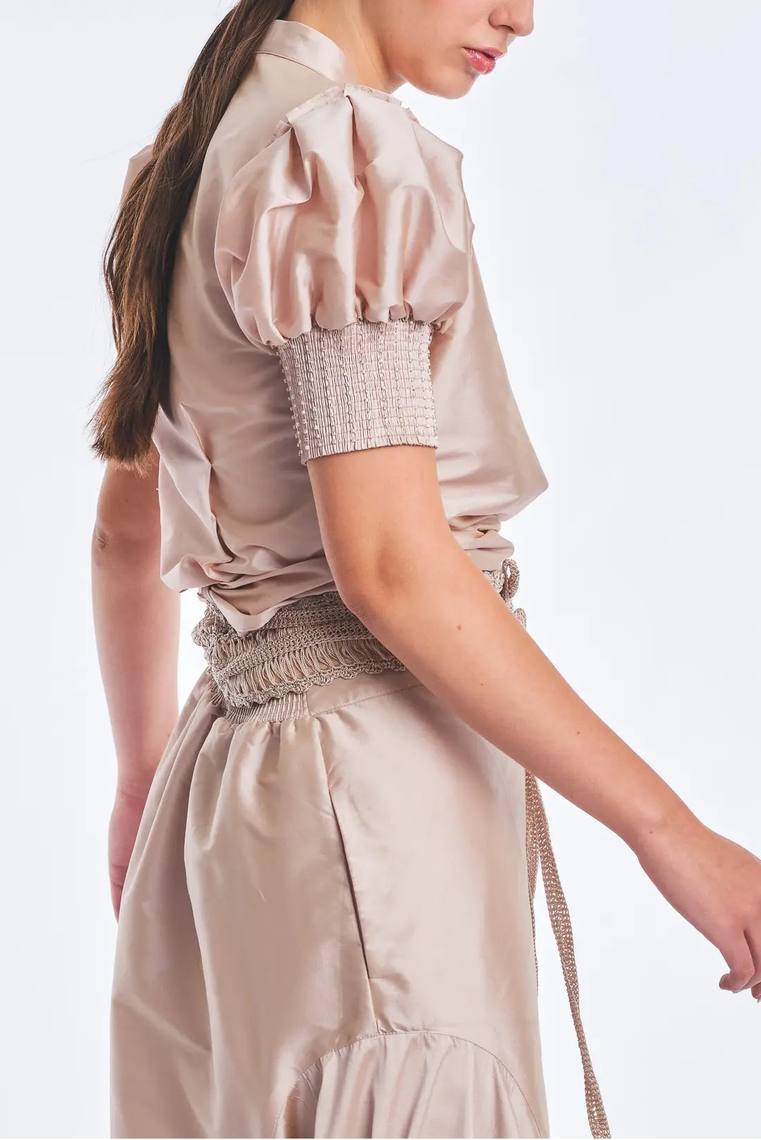 Lucianne Bow Blouse in Rose – Crystal Cuff Elegance | Sitka Semsch