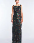 Luhana Maxi Dress with Crochet Tie Details | Print Black