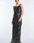 Luhana Maxi Dress with Crochet Tie Details | Print Black