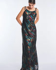 Luhana Maxi Dress with Crochet Tie Details | Print Black
